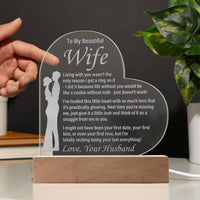 Load image into Gallery viewer, To My Beautiful Wife - Living With You - Engraved Acrylic Heart
