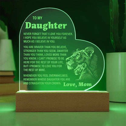 To My Daughter, From Mom - Engraved Acrylic Heart