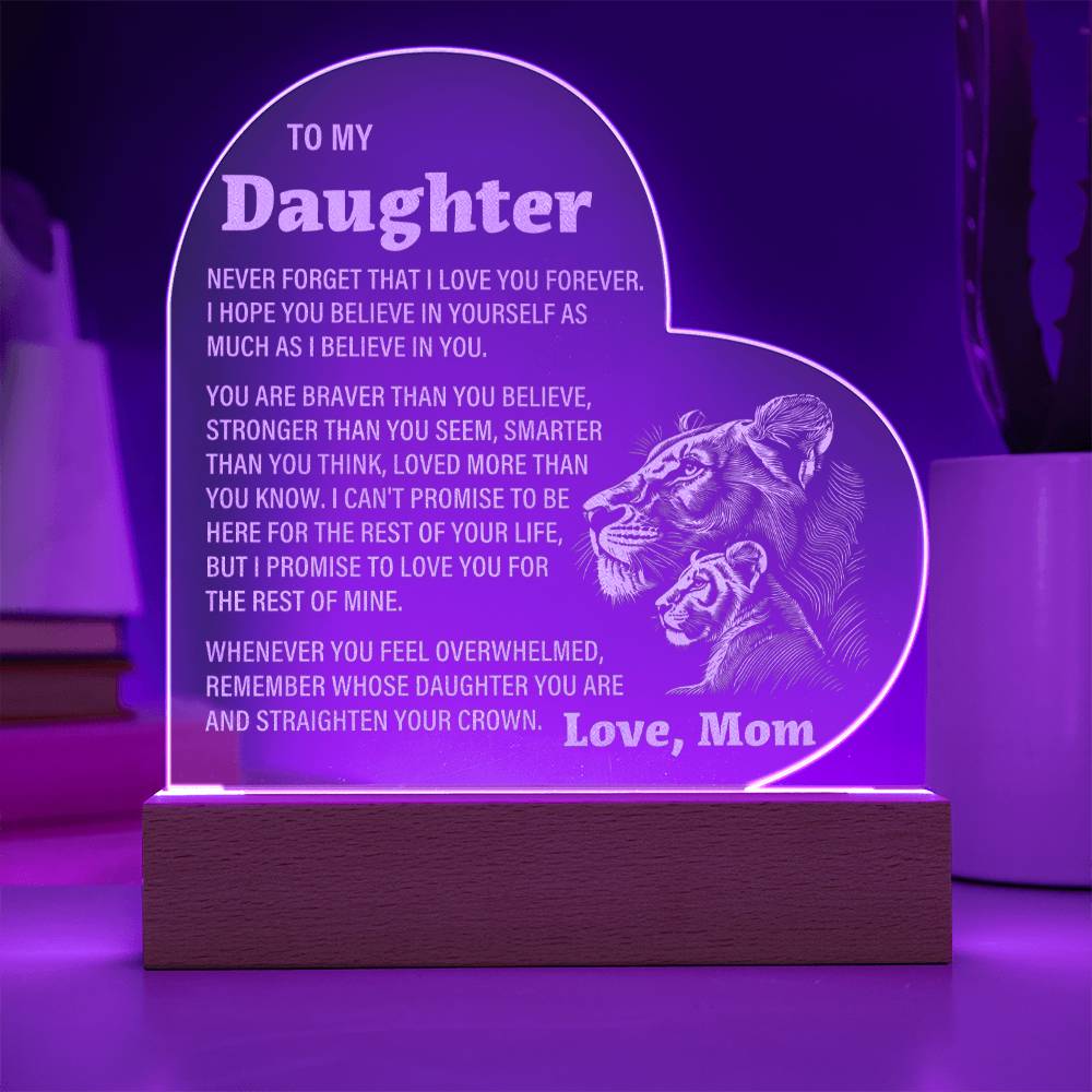 To My Daughter, From Mom - Engraved Acrylic Heart