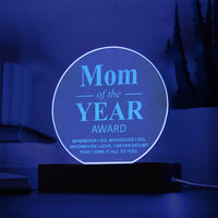 Load image into Gallery viewer, Mom Of The Year Award - Engraved Acrylic Circle
