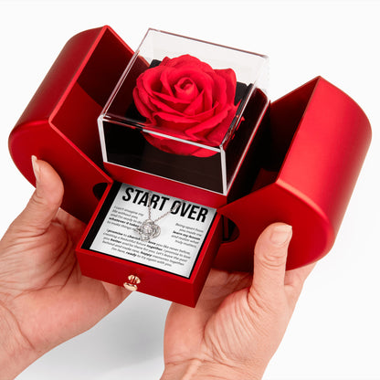 “Let's Start Over” Love Knot Necklace with Red Heart Rose Box – Apology & Reconciliation Gift for Her