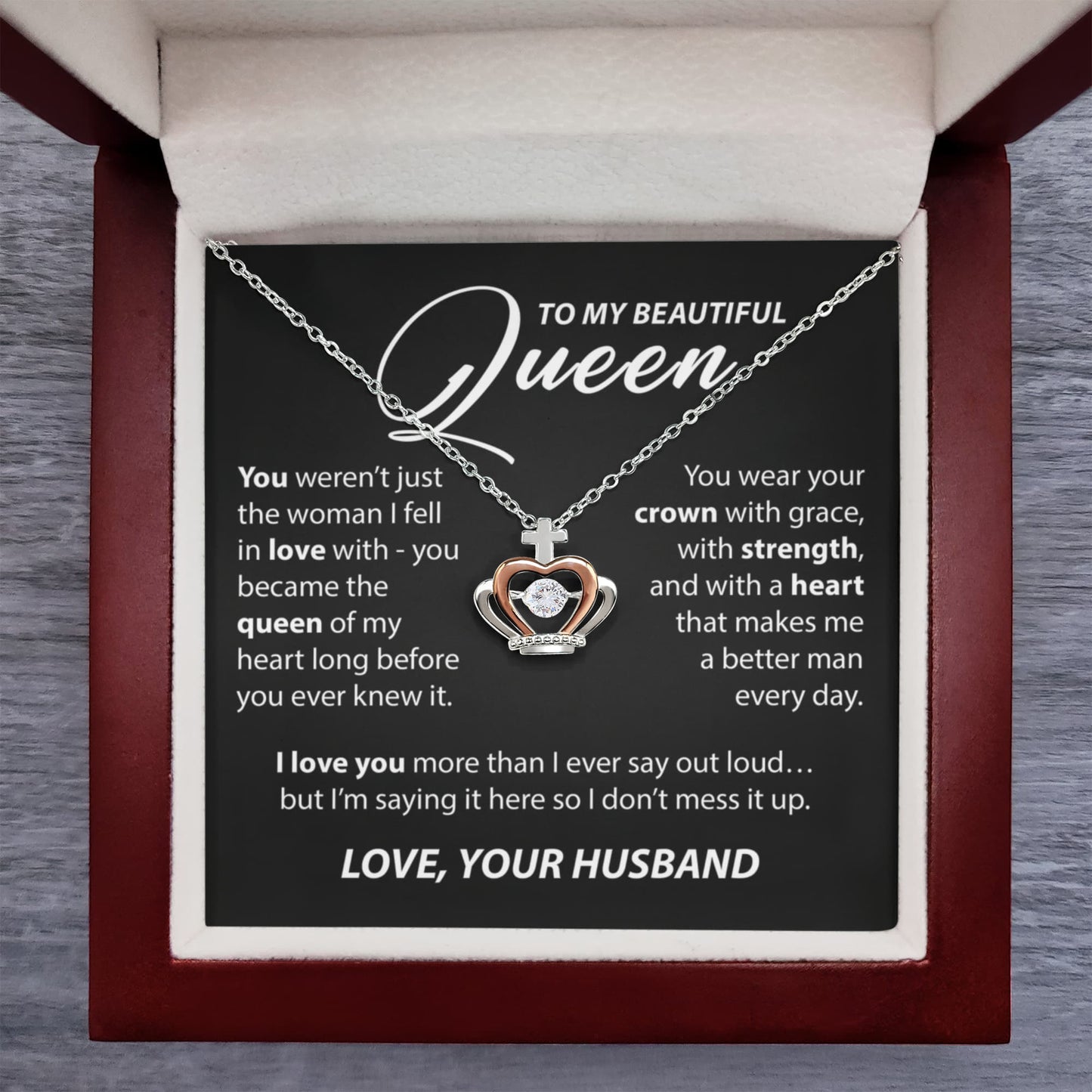 Gift for Wife from Husband - "To My Beautiful Queen" Necklace