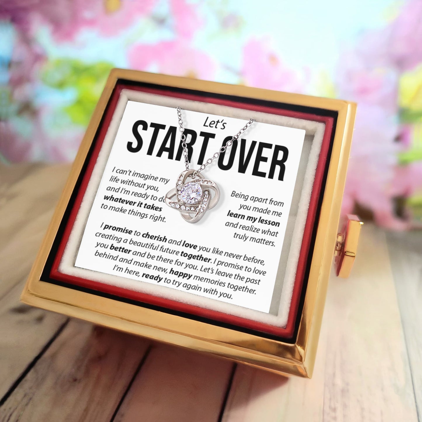 “Let's Start Over” Love Knot with Rotating Rose Gift Box – Apology & Reconciliation Gift for Her