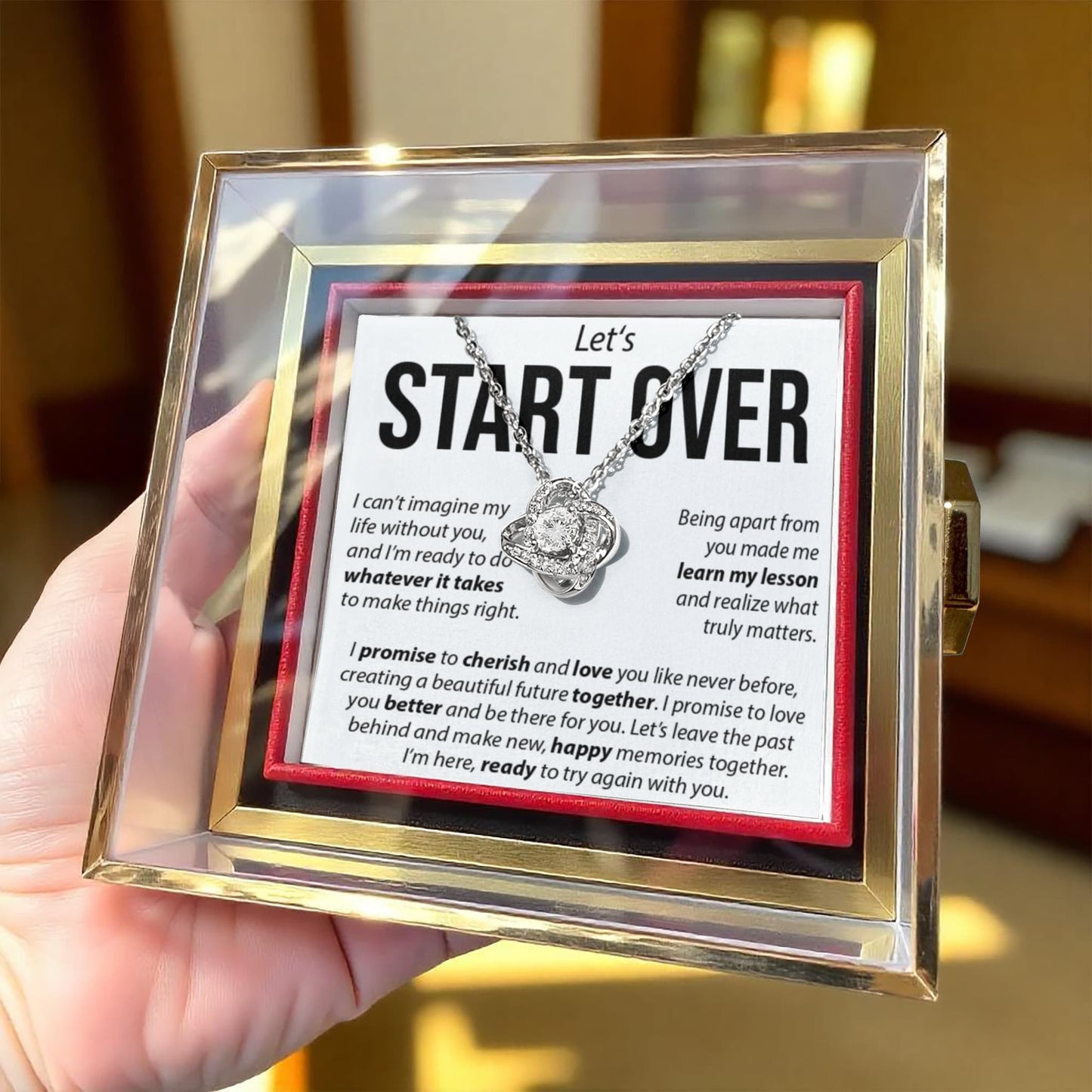 “Let's Start Over” Love Knot with Rotating Rose Gift Box – Apology & Reconciliation Gift for Her