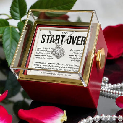 “Let's Start Over” Love Knot with Rotating Rose Gift Box – Apology & Reconciliation Gift for Her
