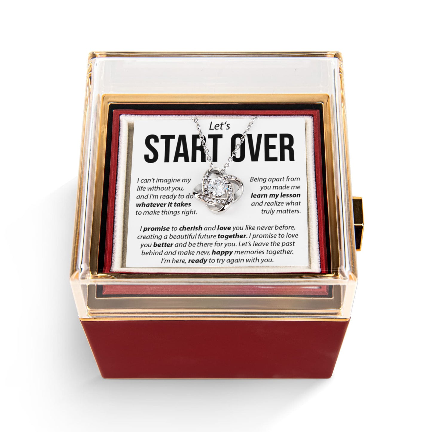 “Let's Start Over” Love Knot with Rotating Rose Gift Box – Apology & Reconciliation Gift for Her