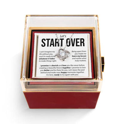“Let's Start Over” Love Knot with Rotating Rose Gift Box – Apology & Reconciliation Gift for Her