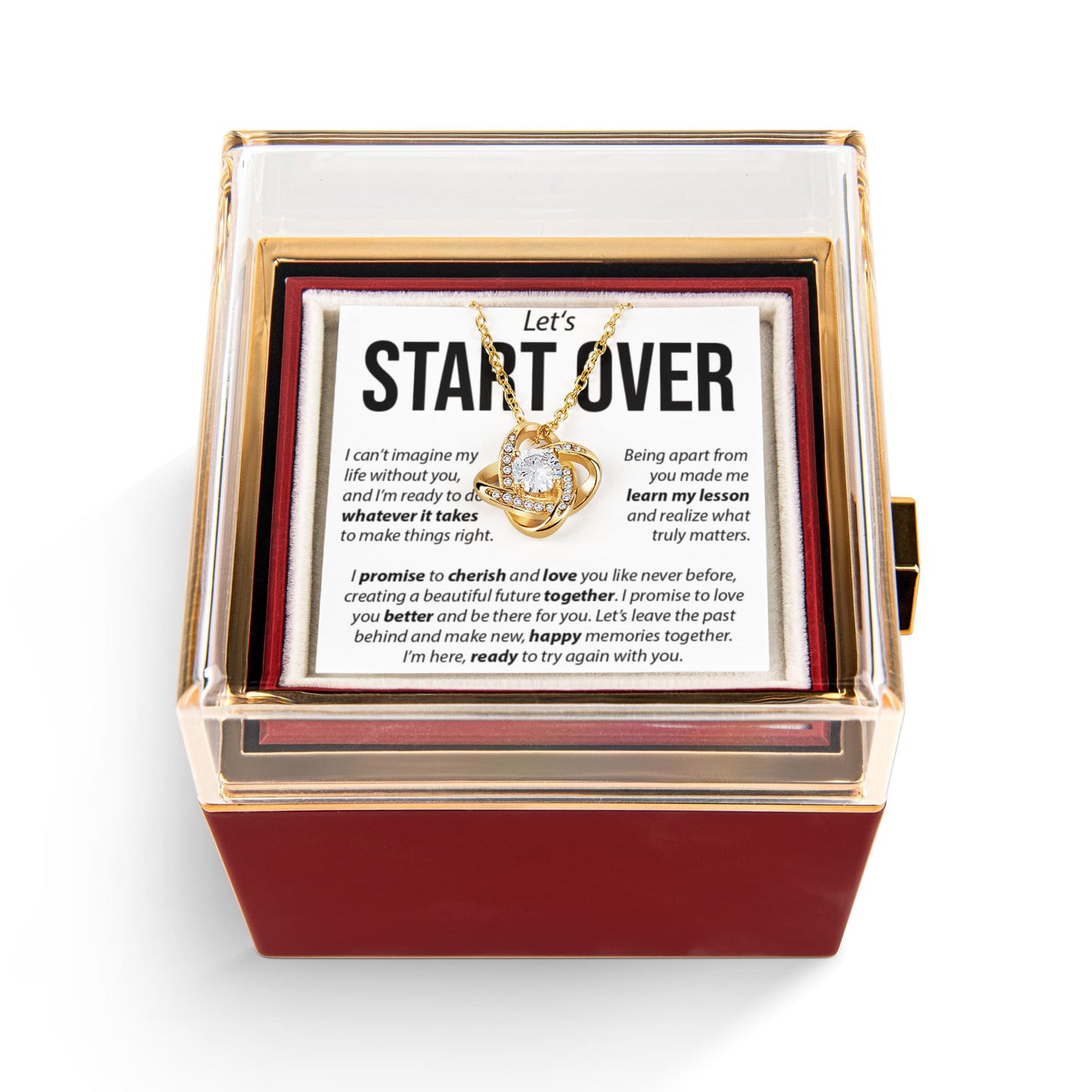 “Let's Start Over” Love Knot with Rotating Rose Gift Box – Apology & Reconciliation Gift for Her