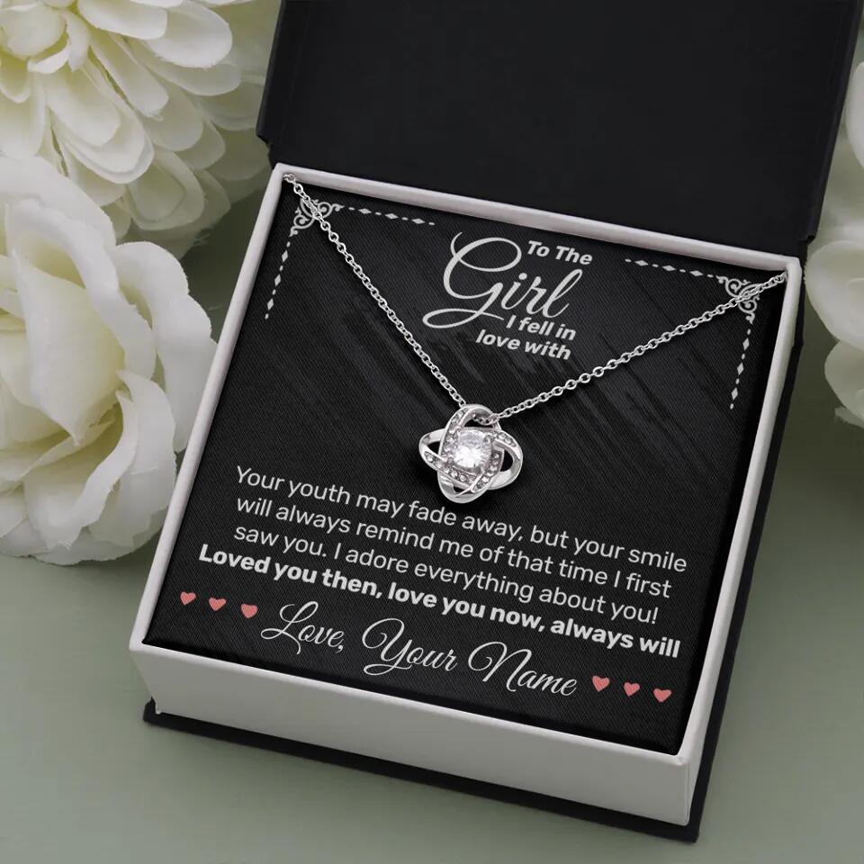 Personalized - To The Girl I Fell In Love With - Love Knot Necklace - JustFamilyThings