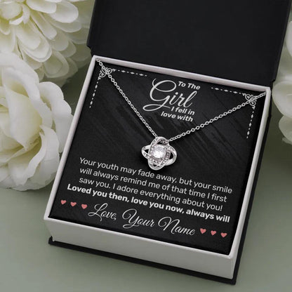 Personalized - To The Girl I Fell In Love With - Love Knot Necklace - JustFamilyThings