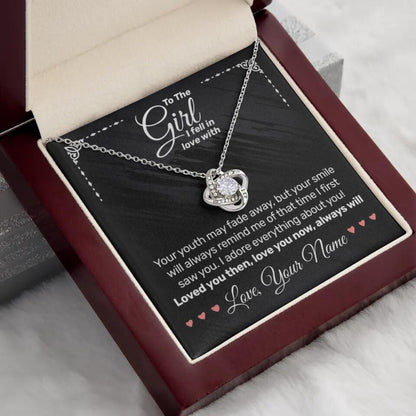 Personalized - To The Girl I Fell In Love With - Love Knot Necklace - JustFamilyThings