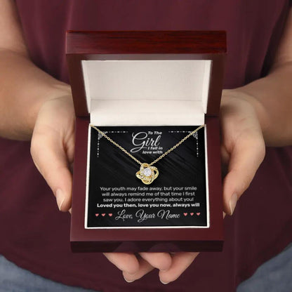 Personalized - To The Girl I Fell In Love With - Love Knot Necklace - JustFamilyThings