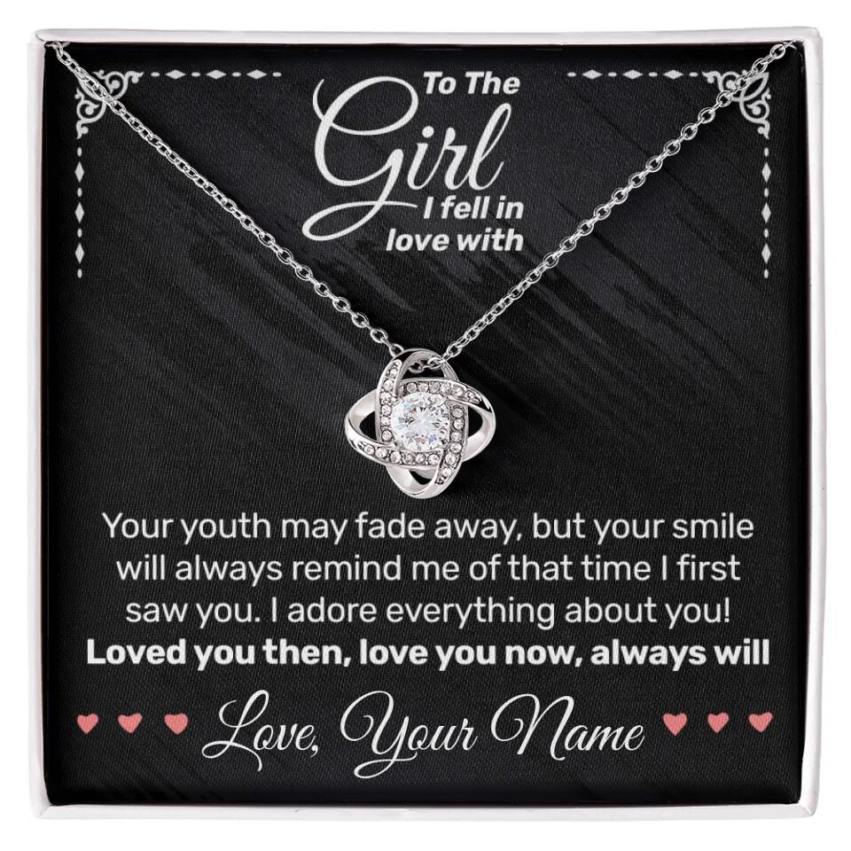 Personalized - To The Girl I Fell In Love With - Love Knot Necklace - JustFamilyThings