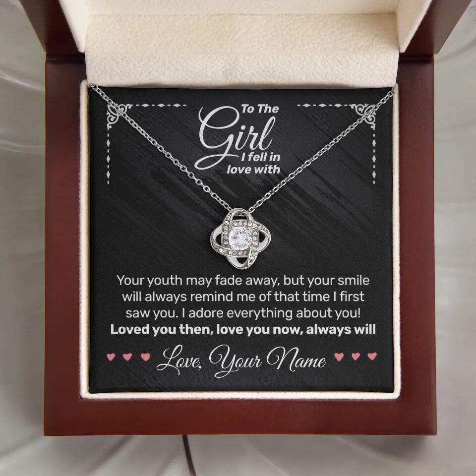 Personalized - To The Girl I Fell In Love With - Love Knot Necklace - JustFamilyThings