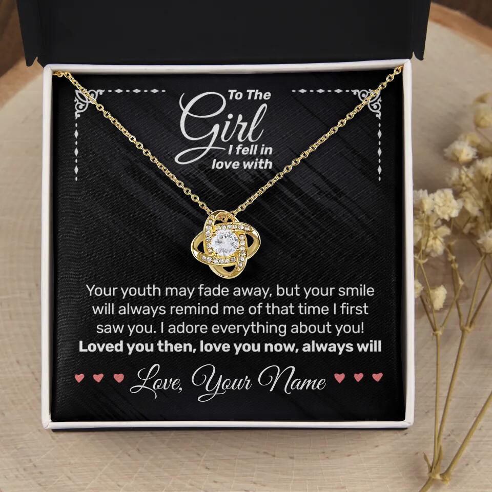 Personalized - To The Girl I Fell In Love With - Love Knot Necklace - JustFamilyThings