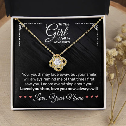 Personalized - To The Girl I Fell In Love With - Love Knot Necklace - JustFamilyThings