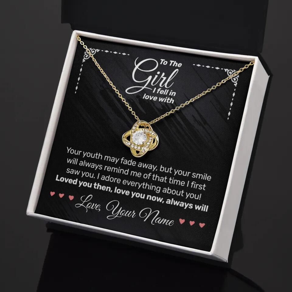 Personalized - To The Girl I Fell In Love With - Love Knot Necklace - JustFamilyThings