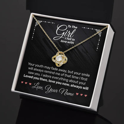 Personalized - To The Girl I Fell In Love With - Love Knot Necklace - JustFamilyThings