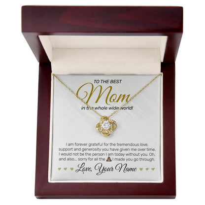 Personalized - To The Best MOM - Love Knot Necklace - JustFamilyThings