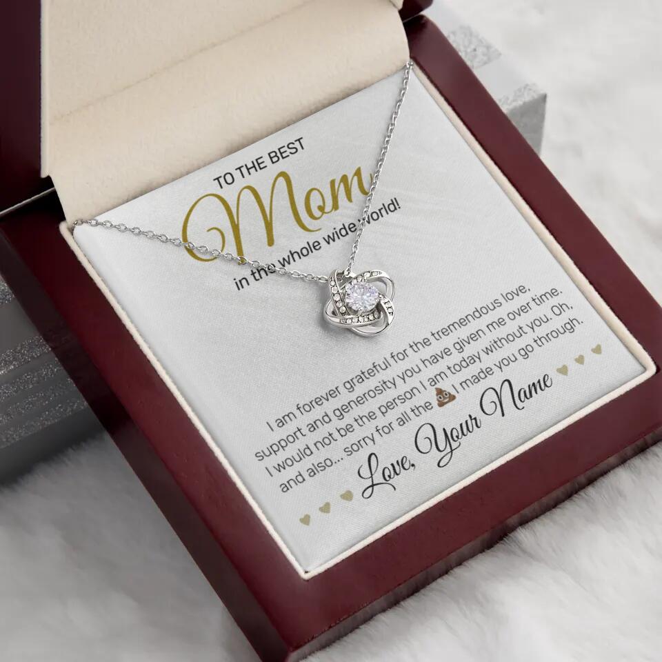 Personalized - To The Best MOM - Love Knot Necklace - JustFamilyThings