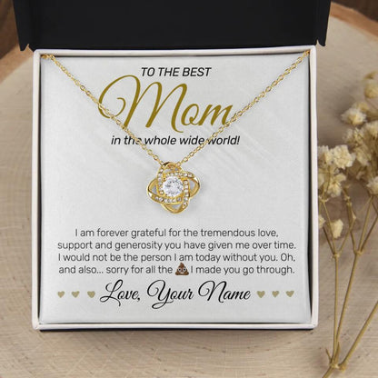 Personalized - To The Best MOM - Love Knot Necklace - JustFamilyThings