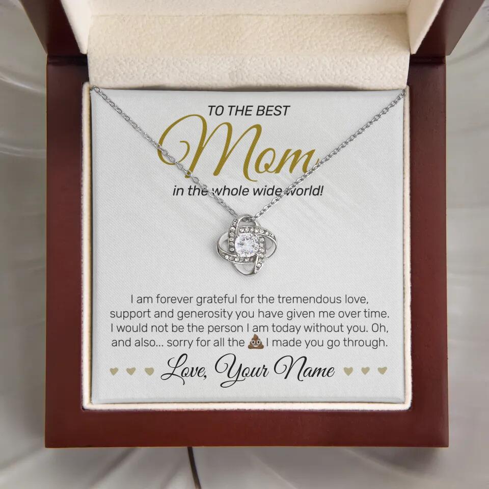 Personalized - To The Best MOM - Love Knot Necklace - JustFamilyThings