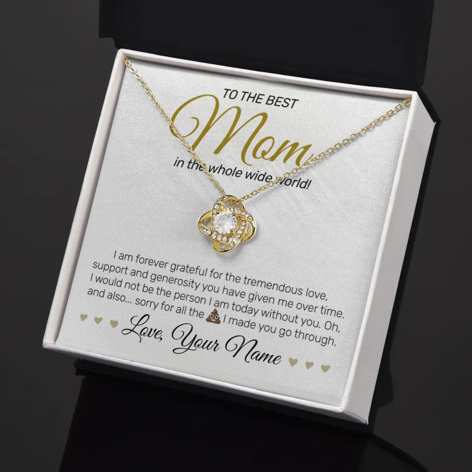 Personalized - To The Best MOM - Love Knot Necklace - JustFamilyThings