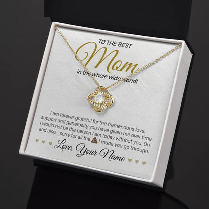 Personalized - To The Best MOM - Love Knot Necklace - JustFamilyThings