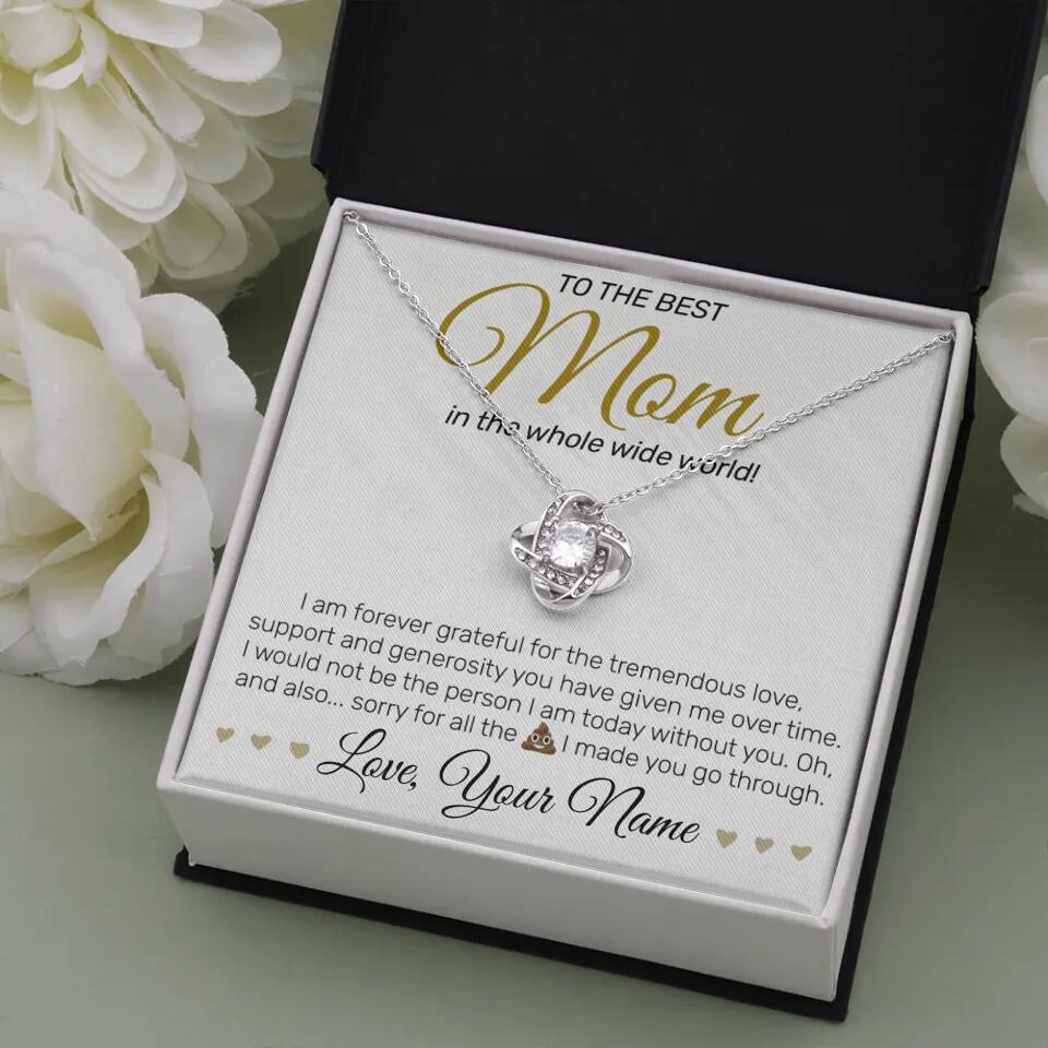 Personalized - To The Best MOM - Love Knot Necklace - JustFamilyThings
