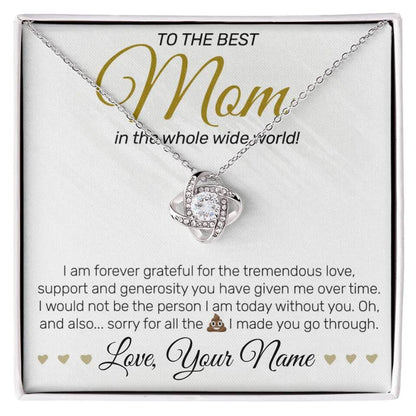 Personalized - To The Best MOM - Love Knot Necklace - JustFamilyThings