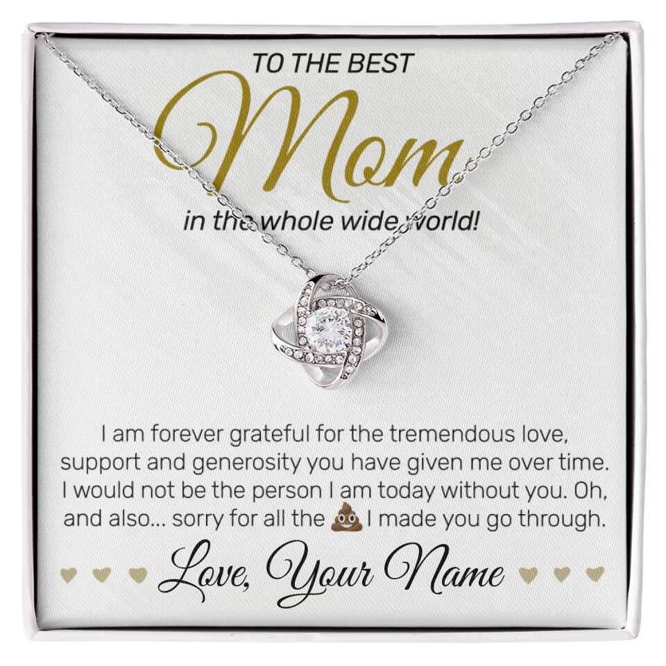 Personalized - To The Best MOM - Love Knot Necklace - JustFamilyThings