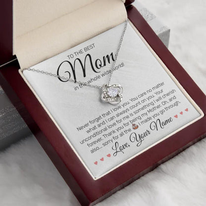 Personalized - To The Best MOM - Love Knot Necklace - JustFamilyThings