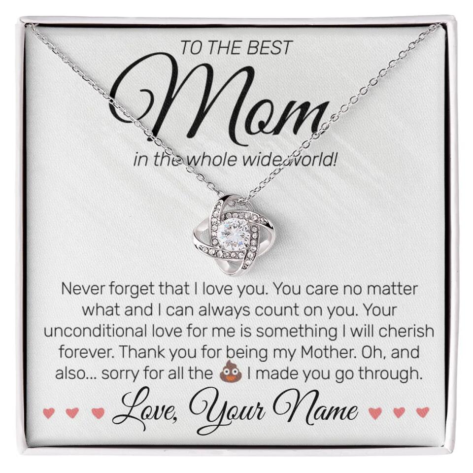 Personalized - To The Best MOM - Love Knot Necklace - JustFamilyThings