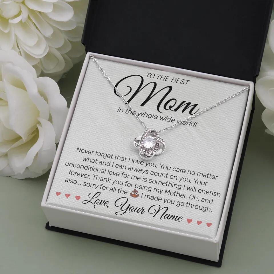 Personalized - To The Best MOM - Love Knot Necklace - JustFamilyThings