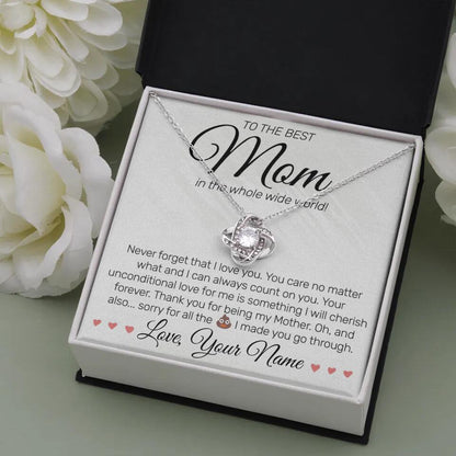 Personalized - To The Best MOM - Love Knot Necklace - JustFamilyThings