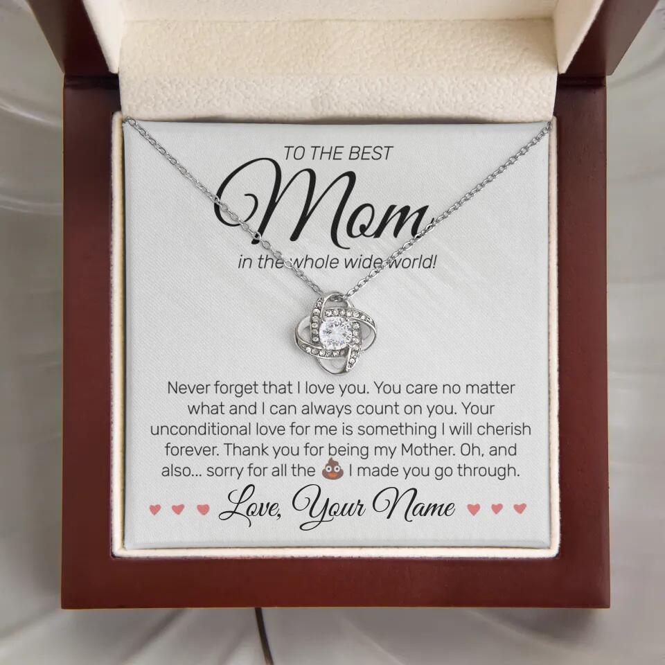 Personalized - To The Best MOM - Love Knot Necklace - JustFamilyThings