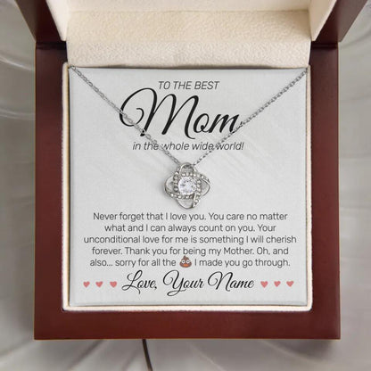 Personalized - To The Best MOM - Love Knot Necklace - JustFamilyThings