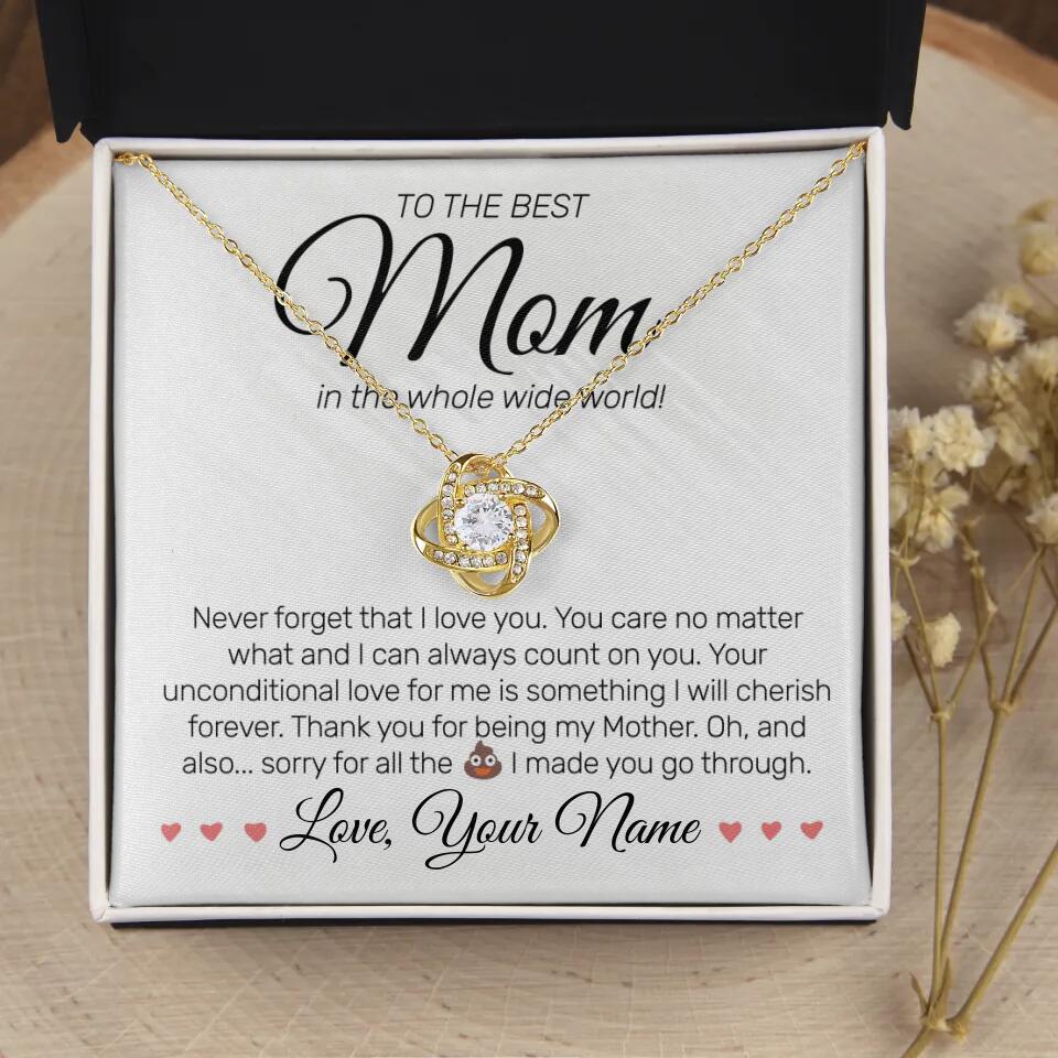 Personalized - To The Best MOM - Love Knot Necklace - JustFamilyThings