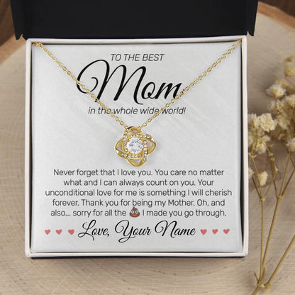 Personalized - To The Best MOM - Love Knot Necklace - JustFamilyThings