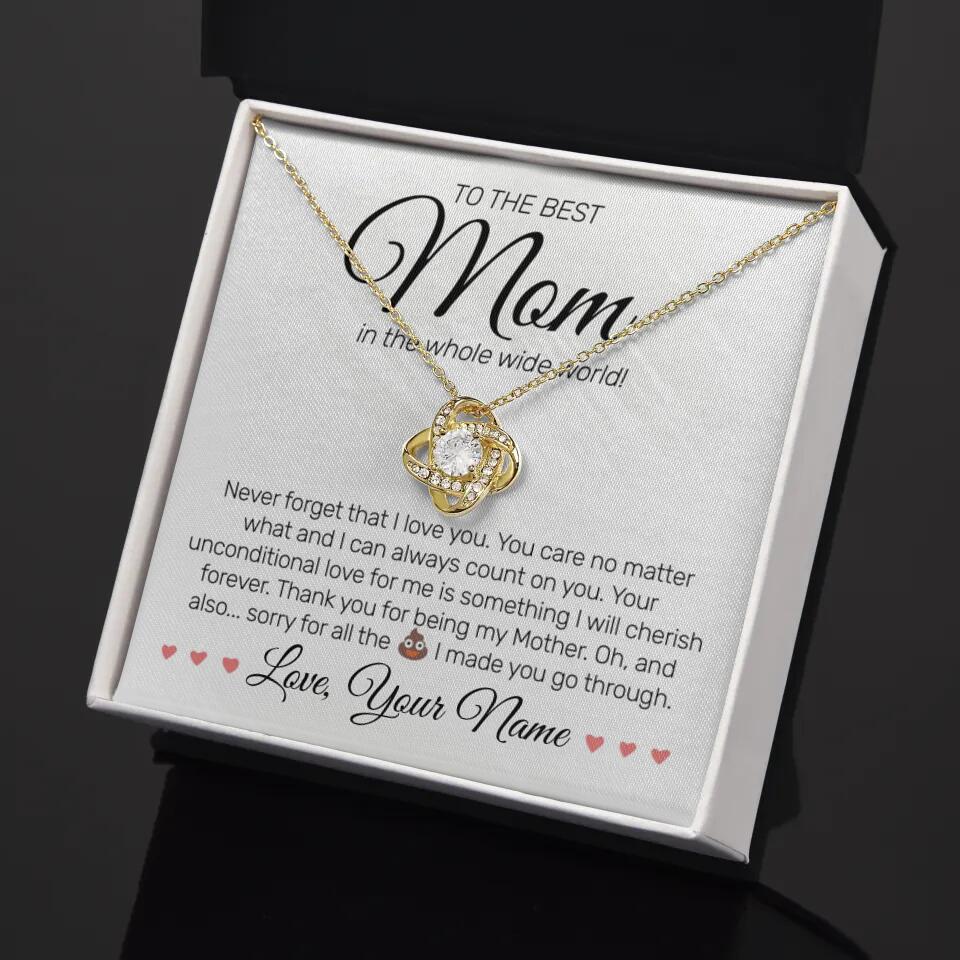 Personalized - To The Best MOM - Love Knot Necklace - JustFamilyThings