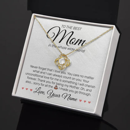 Personalized - To The Best MOM - Love Knot Necklace - JustFamilyThings