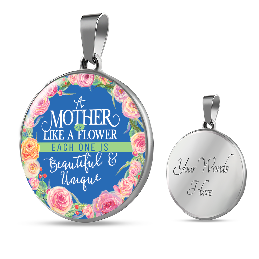 A mother like a flower - Graphic Circle Necklace - JustFamilyThings