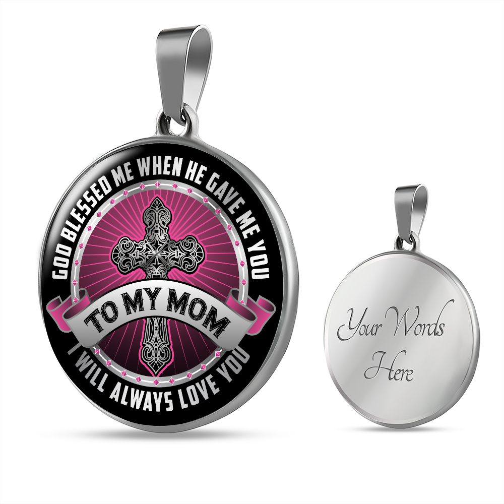 To my mom - Graphic Circle Necklace - JustFamilyThings