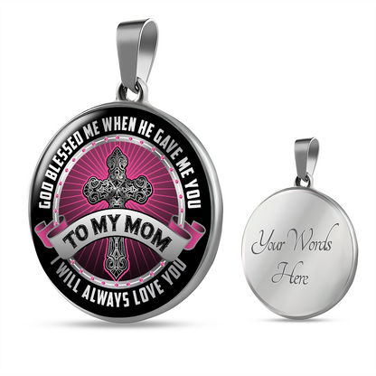 To my mom - Graphic Circle Necklace - JustFamilyThings