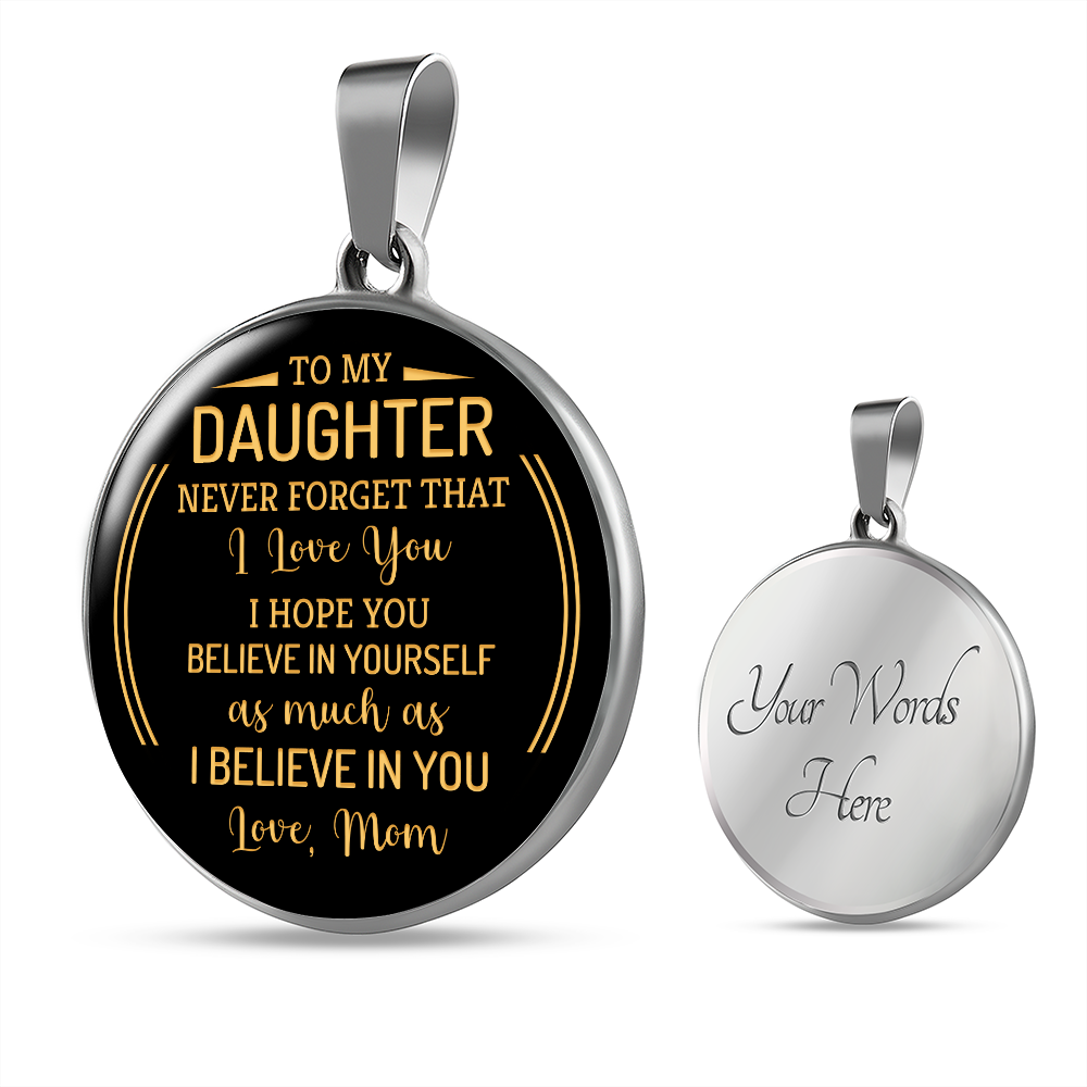 To my daughter from mom - Graphic Circle Necklace - JustFamilyThings