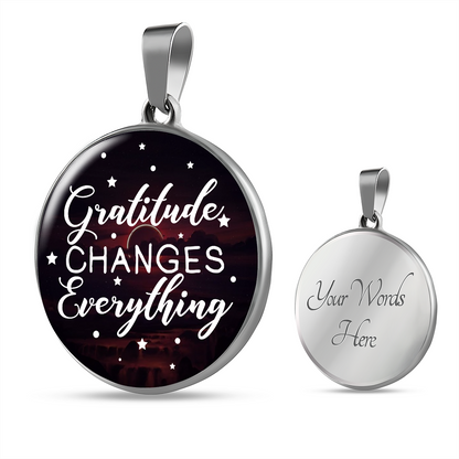 Gratitude changes everything - Graphic Circle Necklace - JustFamilyThings