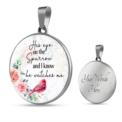 His eye on the sparrow - Graphic Circle Necklace - JustFamilyThings
