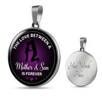 Load image into Gallery viewer, The love between a mother &amp; son is forever - Graphic Circle Necklace - JustFamilyThings
