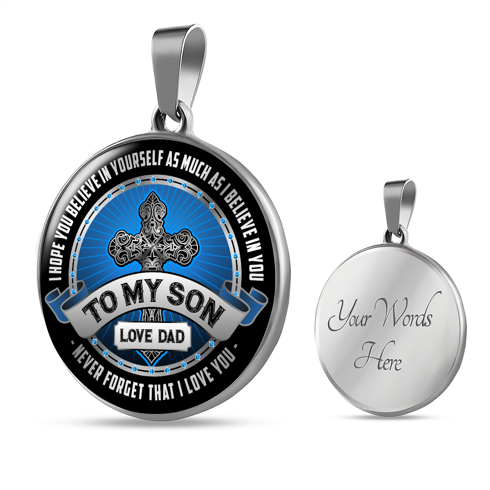 To son from dad - Graphic Circle Necklace - JustFamilyThings