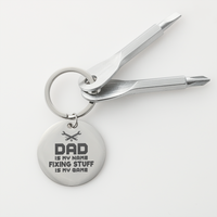 Load image into Gallery viewer, Dad Is My Name, Fixing Stuff Is My Game - Screwdriver Keychain - JustFamilyThings
